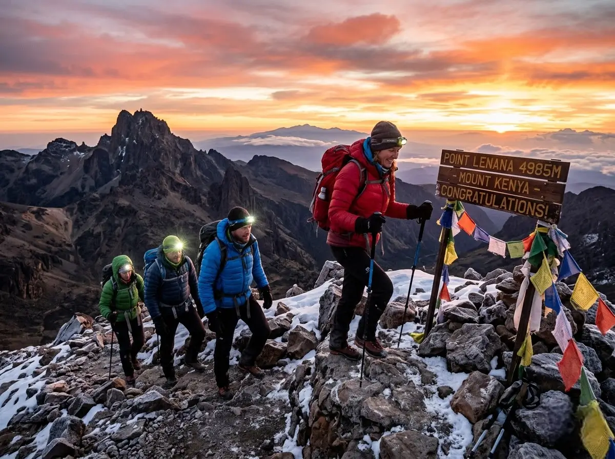 Point Lenana summit sunrise Mount Kenya.